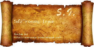 Sárossy Irma névjegykártya
